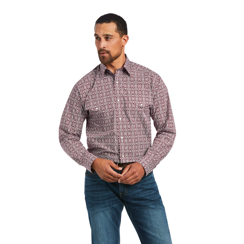 Ariat Hemden Herren - Jair Classic Fit DunkelRot/Weiß ( UZJDH-0178 )